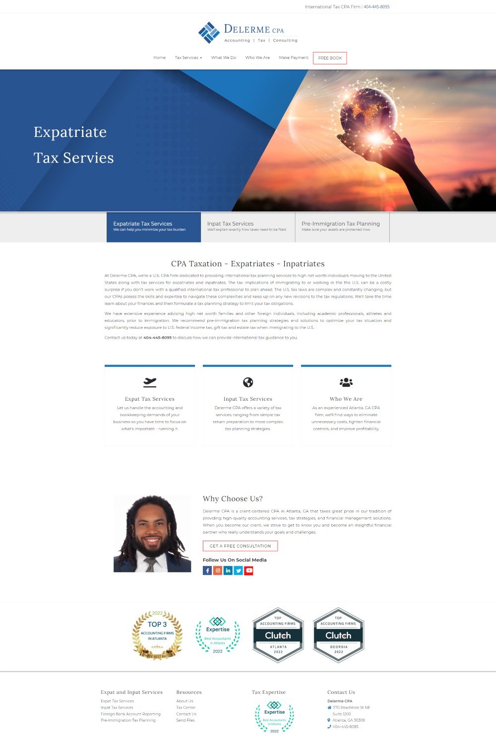 Website of Delerme CPA - Expatriate Tax Services