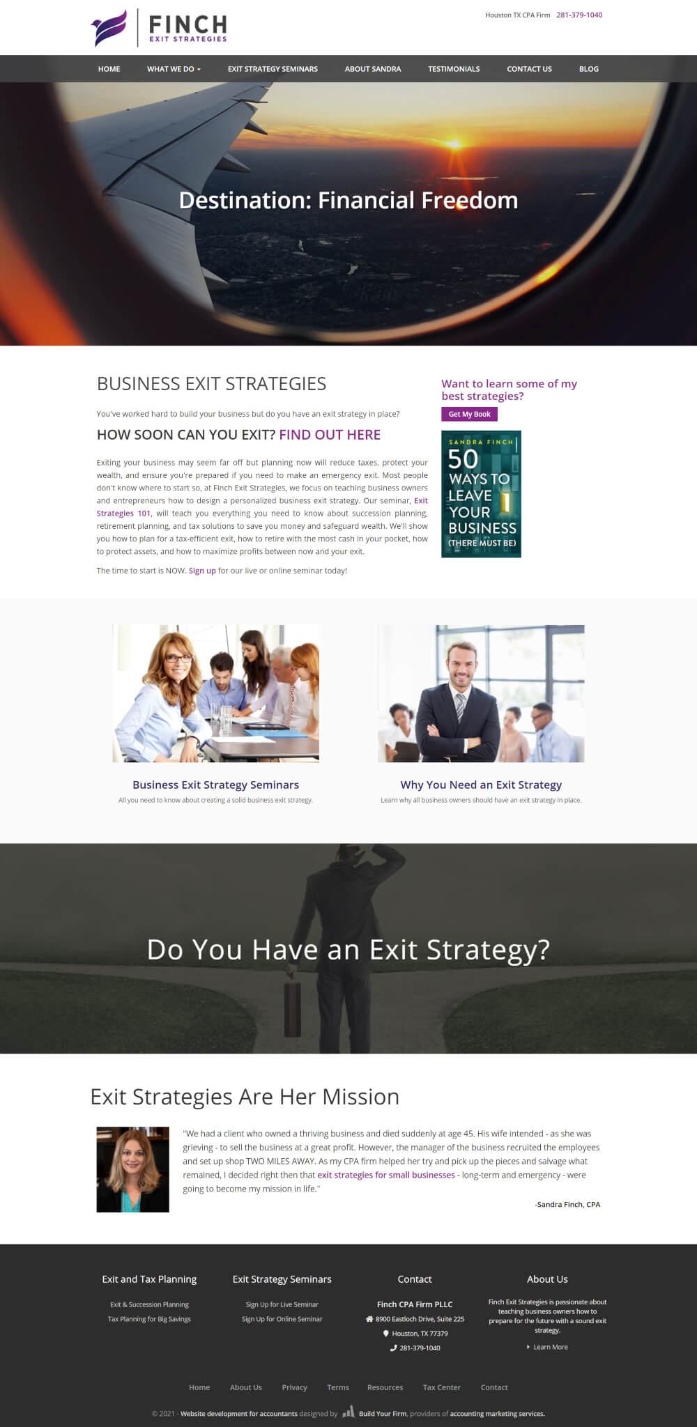 Website of Finch Exit Strategies