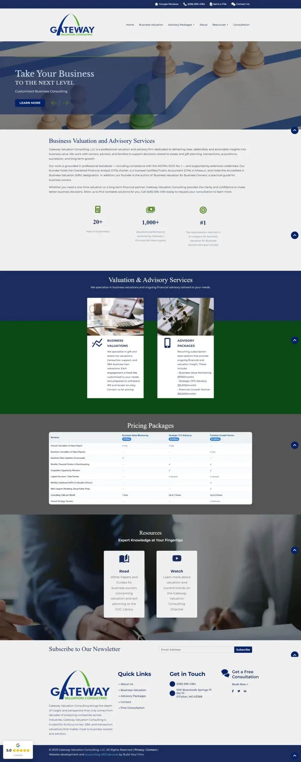 Website of Gateway Valuation Consulting, LLC