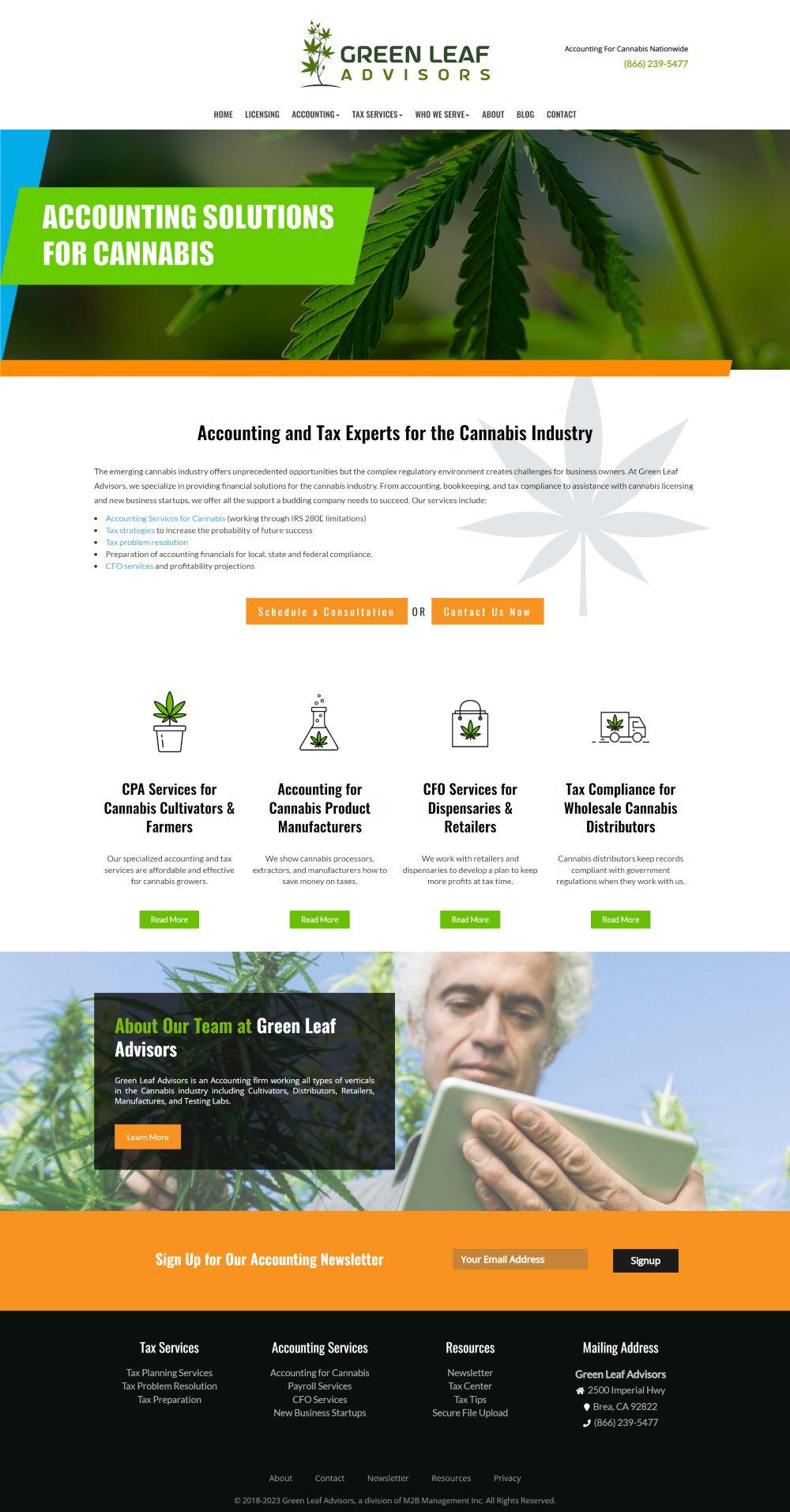 Website of Green Leaf Advisors