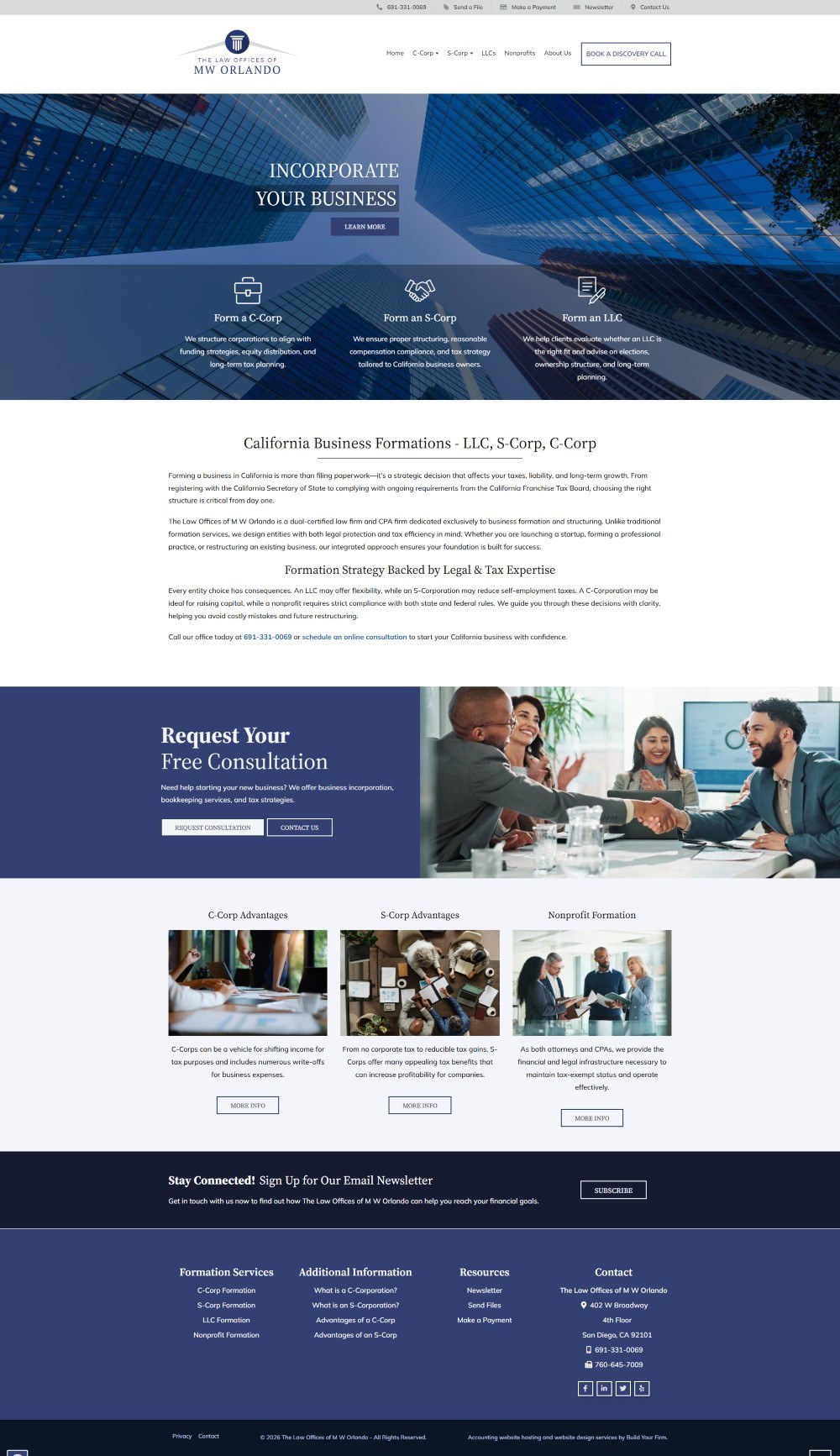Website of The Law Offices of MW Orlando