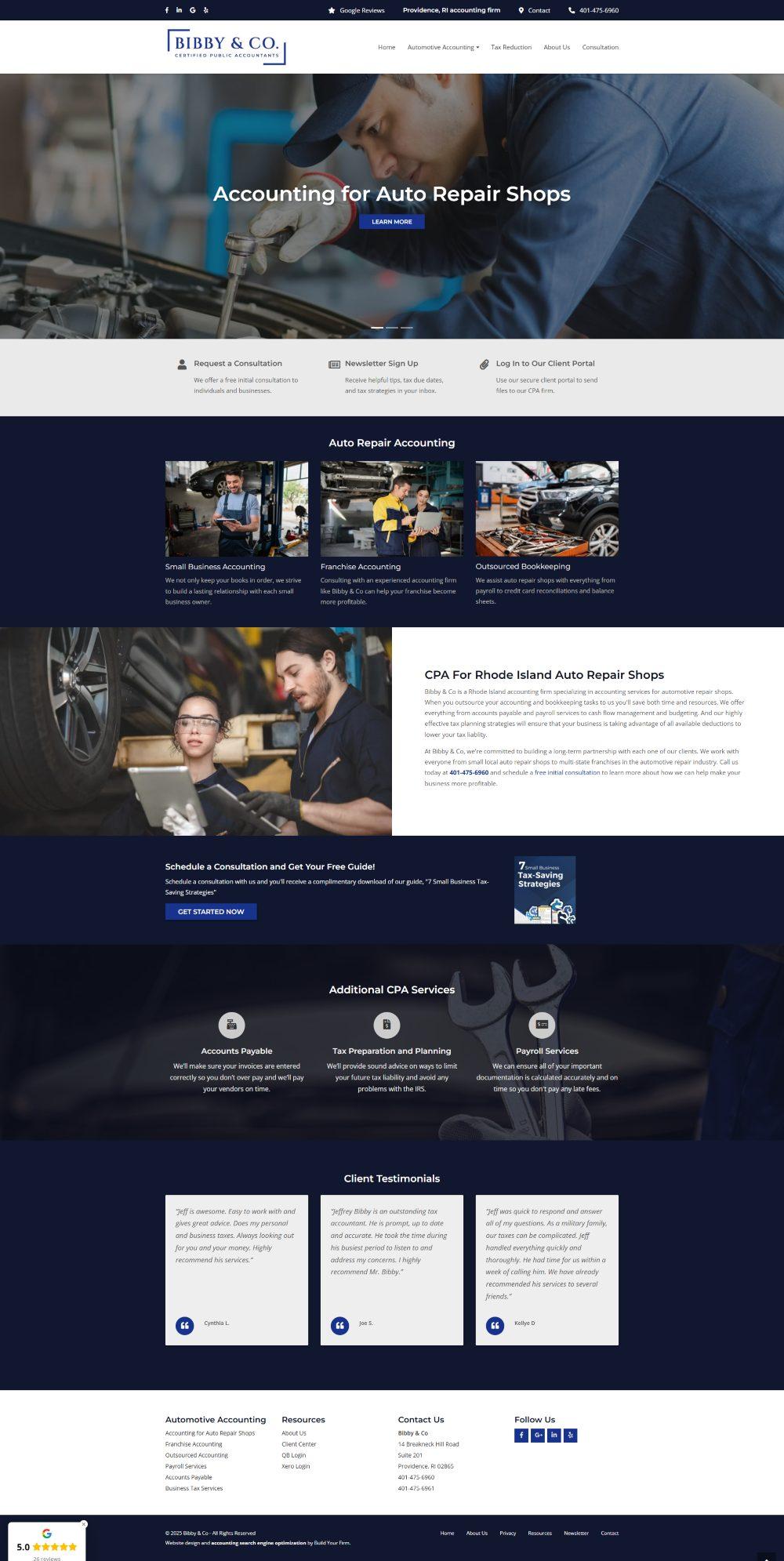 Website of Bibby & Co. CPAs