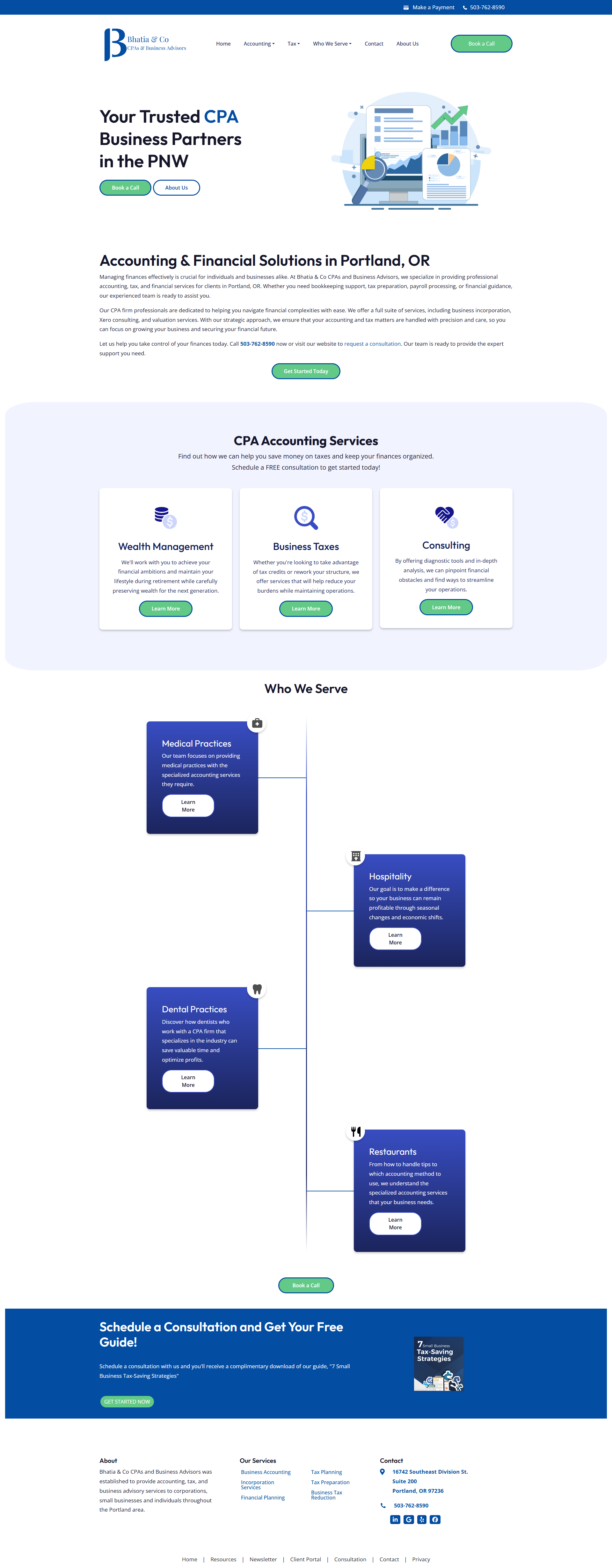Website of Bhatia & Co CPAs and Business Advisors